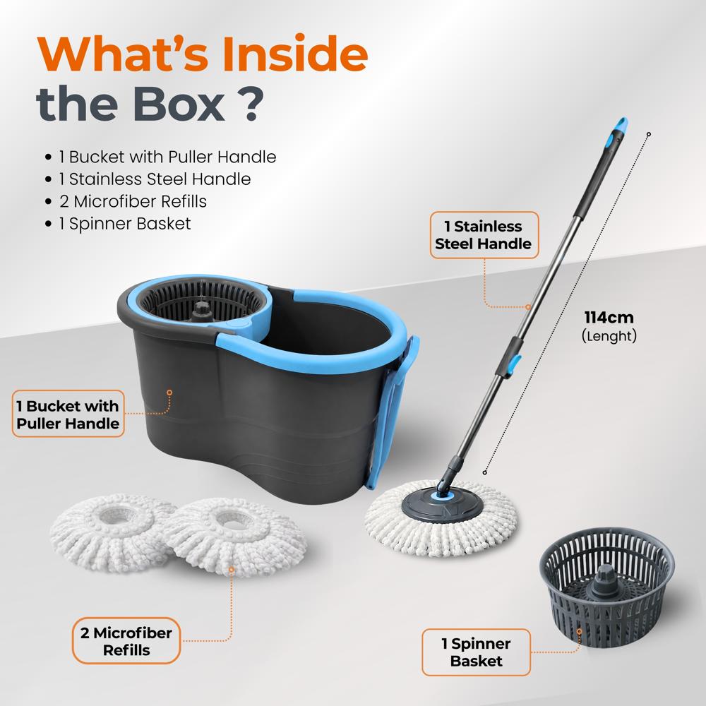 Klyntec Nexa 360 Rotation Spin Mop Bucket with  Plastic Wringer