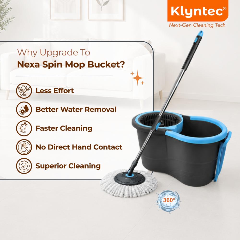 Klyntec Nexa 360 Rotation Spin Mop Bucket with  Plastic Wringer