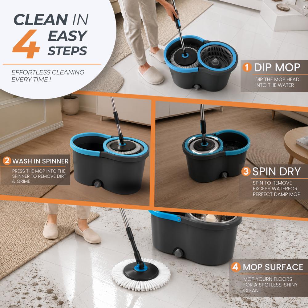 10 Ltr  Blue Ultra Clean Spin Magic Mop (Plastic Wringer)