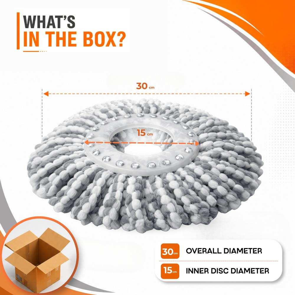 Klyntec Spin Mop Refill 100 GSM (Premium) White & Grey