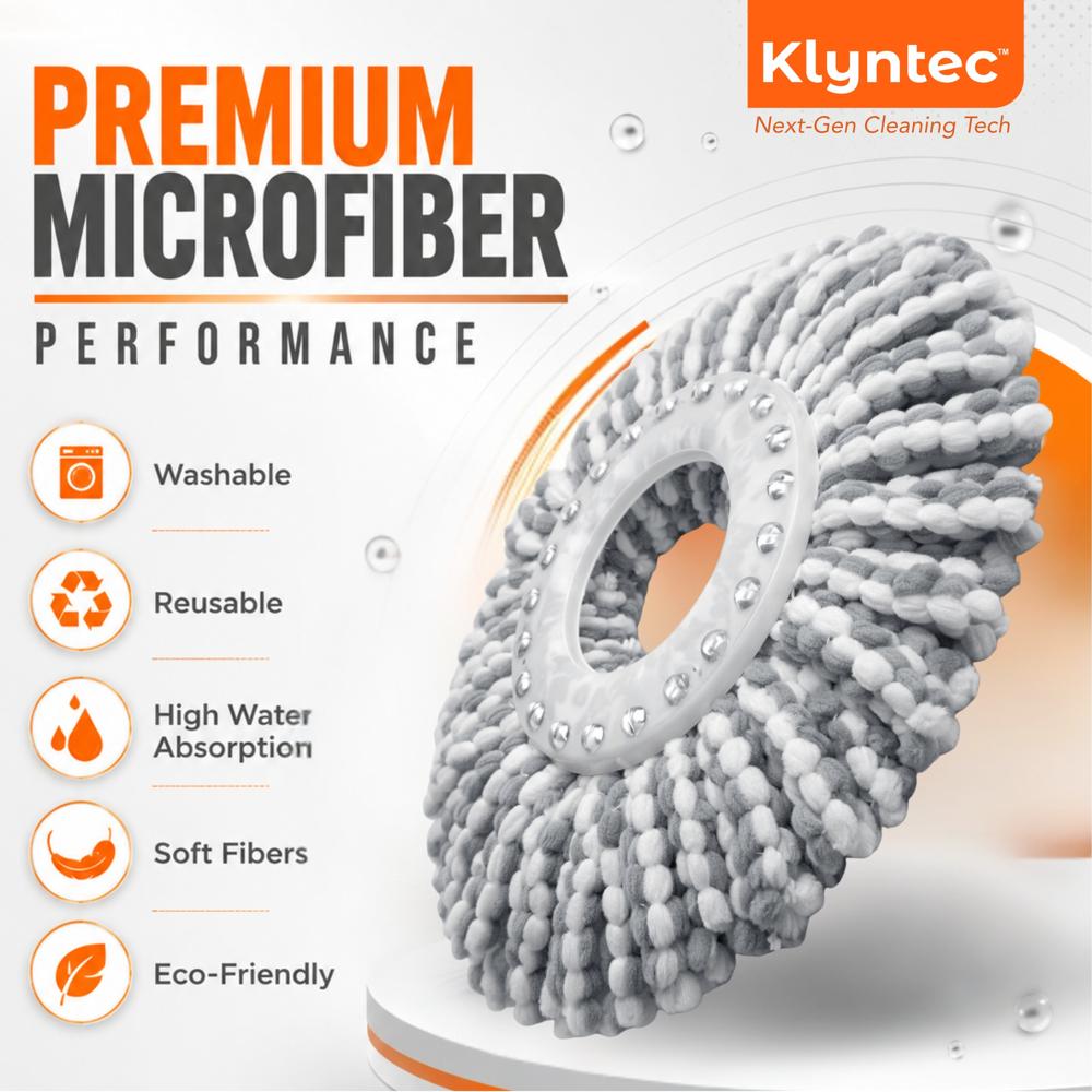 Klyntec Spin Mop Refill 100 GSM (Premium) White & Grey