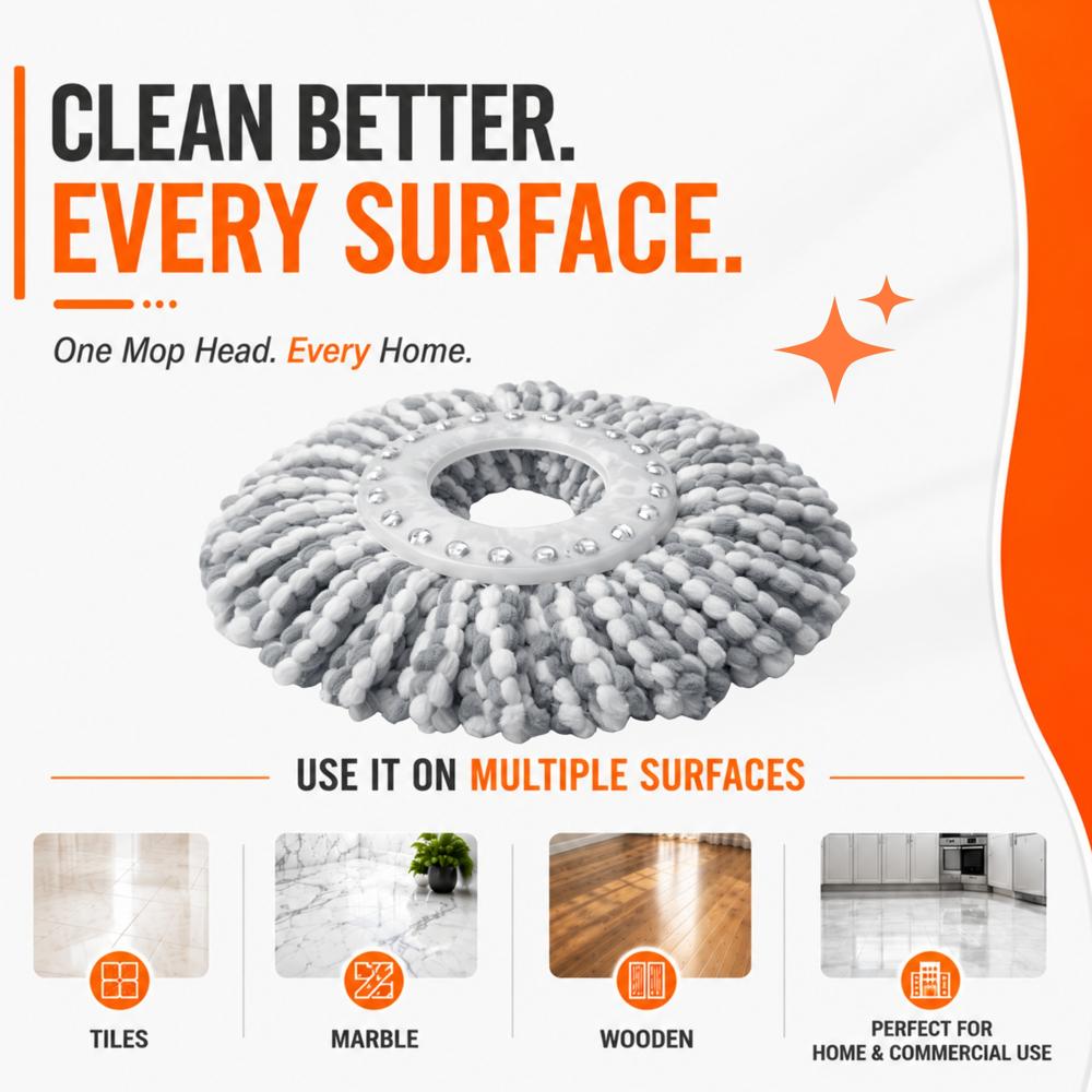 Klyntec Spin Mop Refill 100 GSM (Premium) White & Grey