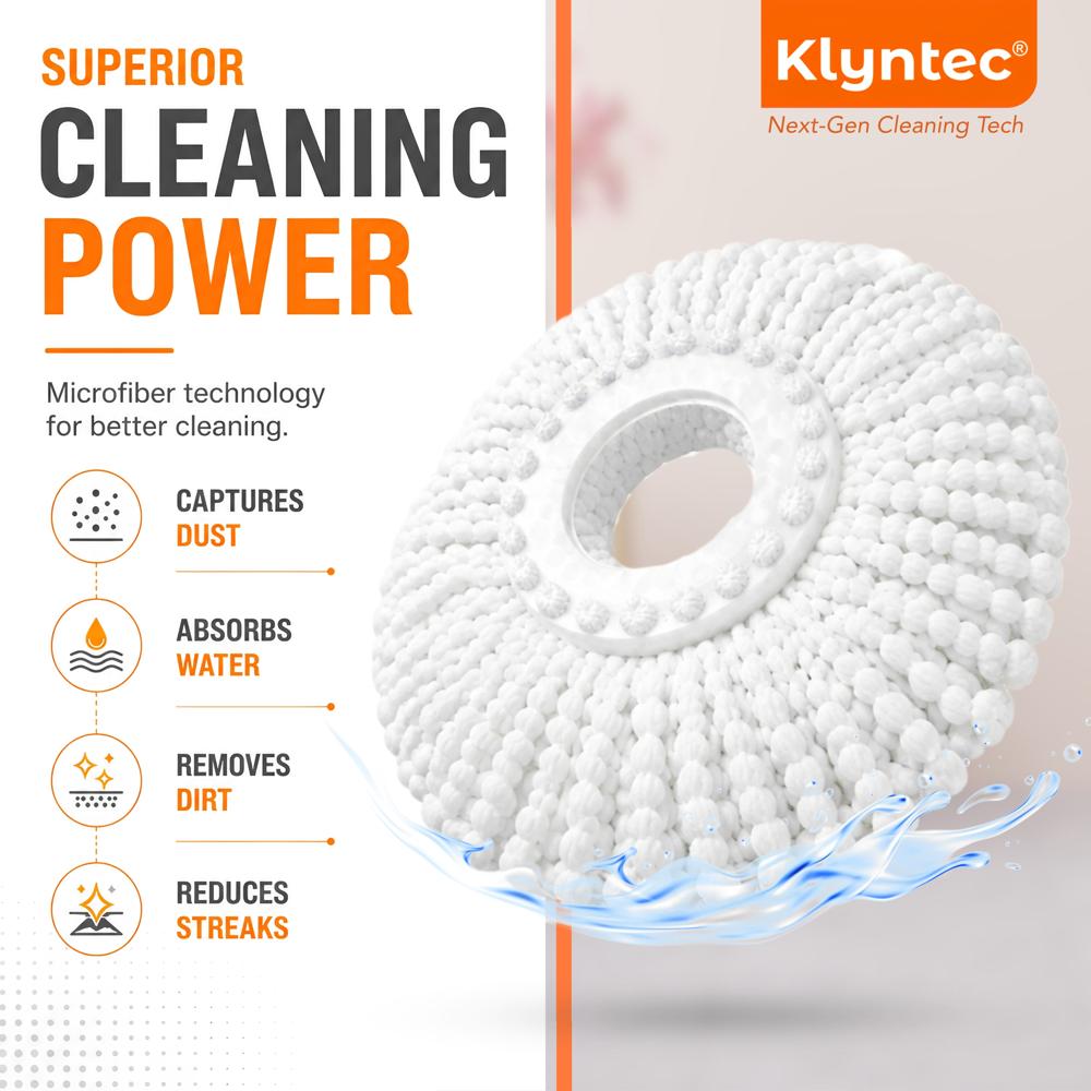 Klyntec-microfiber Mop Head Refill (Spin Mop Refills) - Application: For Floor Cleaning Services