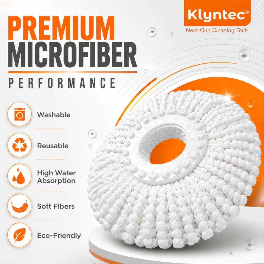 Klyntec-microfiber Mop Head Refill (Spin Mop Refills) - Application: For Floor Cleaning Services