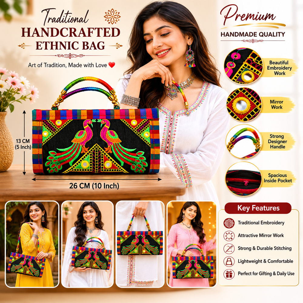 Premium Handcrafted Wedding Collection Purse 63 - Color: Black