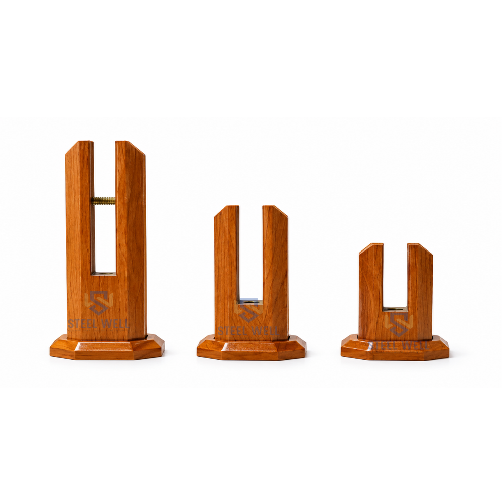 Aluminium Railing 4 Inch Spigot - Furniture-grade Hardwood, 4 Inch Height, Natural Wood Brown | Hexagonal Base, Polished Finish, Rod Support Up To 1 Inch