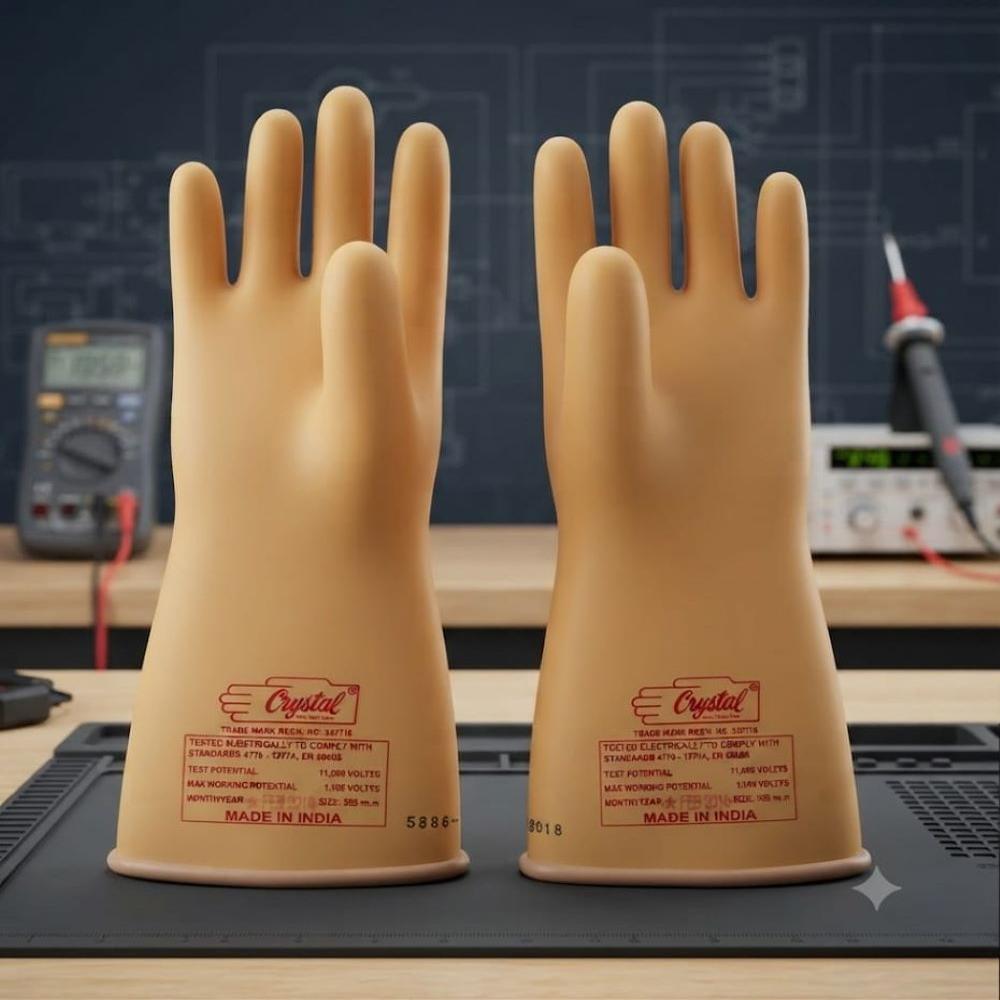 Natural Rubber Crystal Make Electrical Gloves Class 2