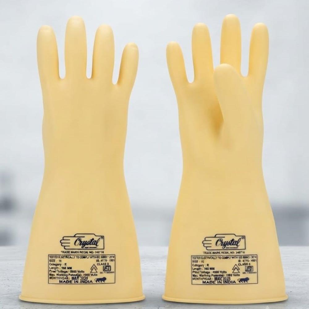 Natural Rubber Crystal Make Electrical Gloves Class 0 