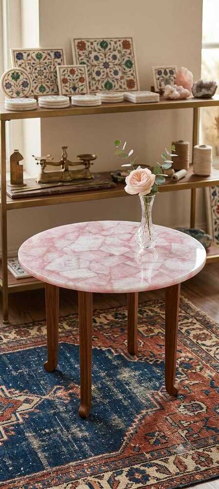 Rose Quartz Round Coffee Table Top