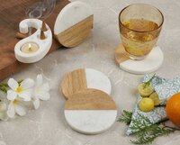 Marble & Wood Touch Coaster Set