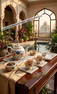 Marble Tea Set with Tray 9-Piece