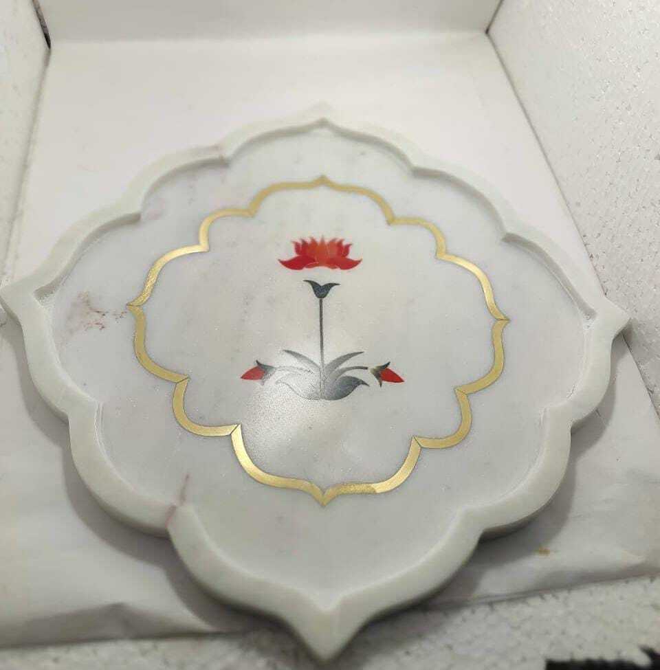 Marble Tray with Brass Inlay