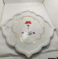 Marble Tray With Brass Inlay