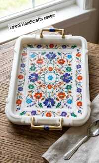 Premium Marble Semi-Precious Stone Inlay Tray