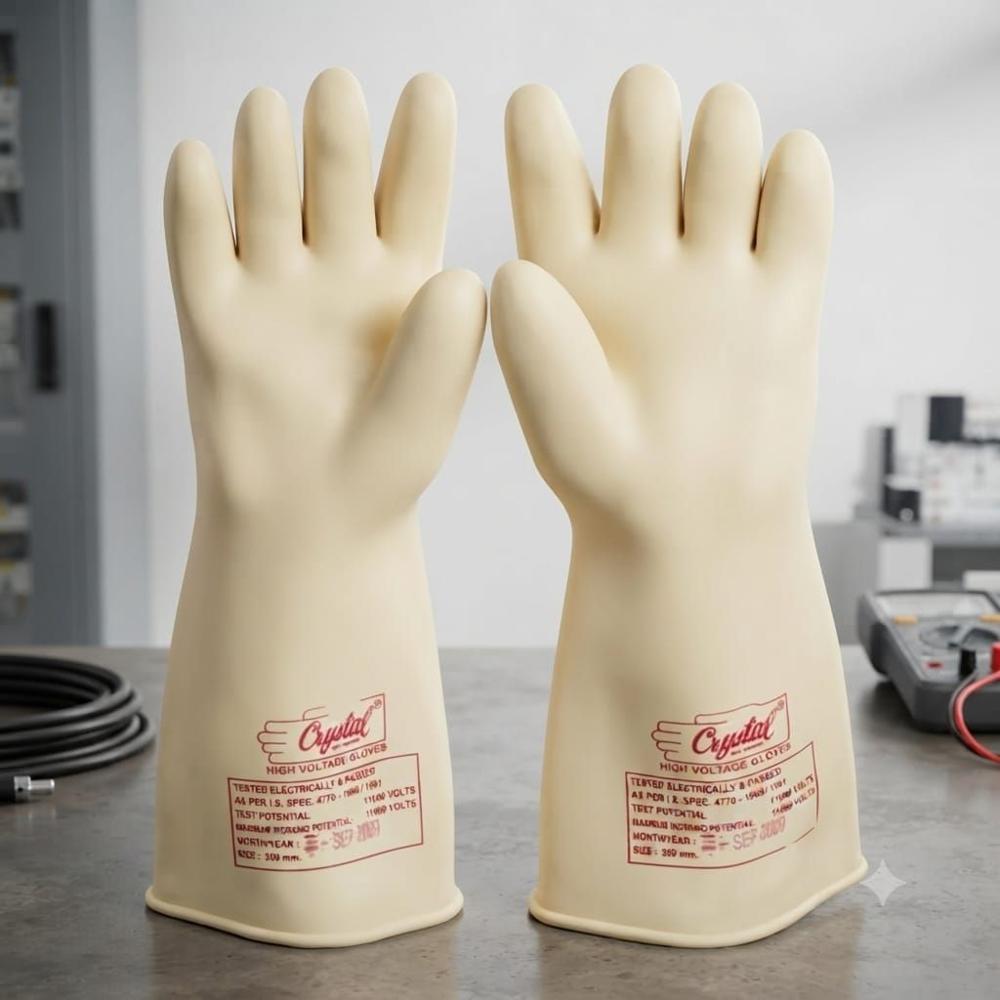 Crystal Make Electrical Gloves Class 00 - Color: White
