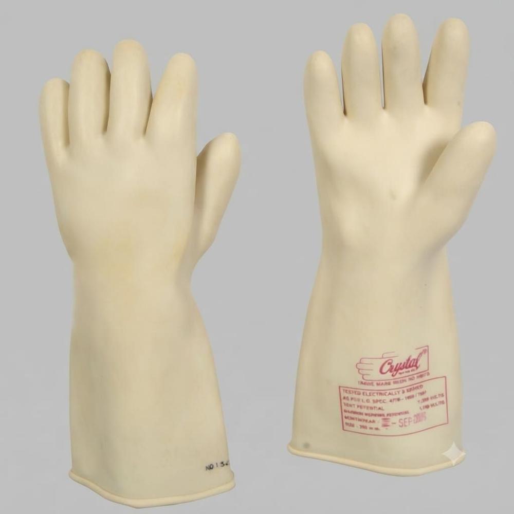 Crystal Make Electrical Gloves Class 00 - Color: White