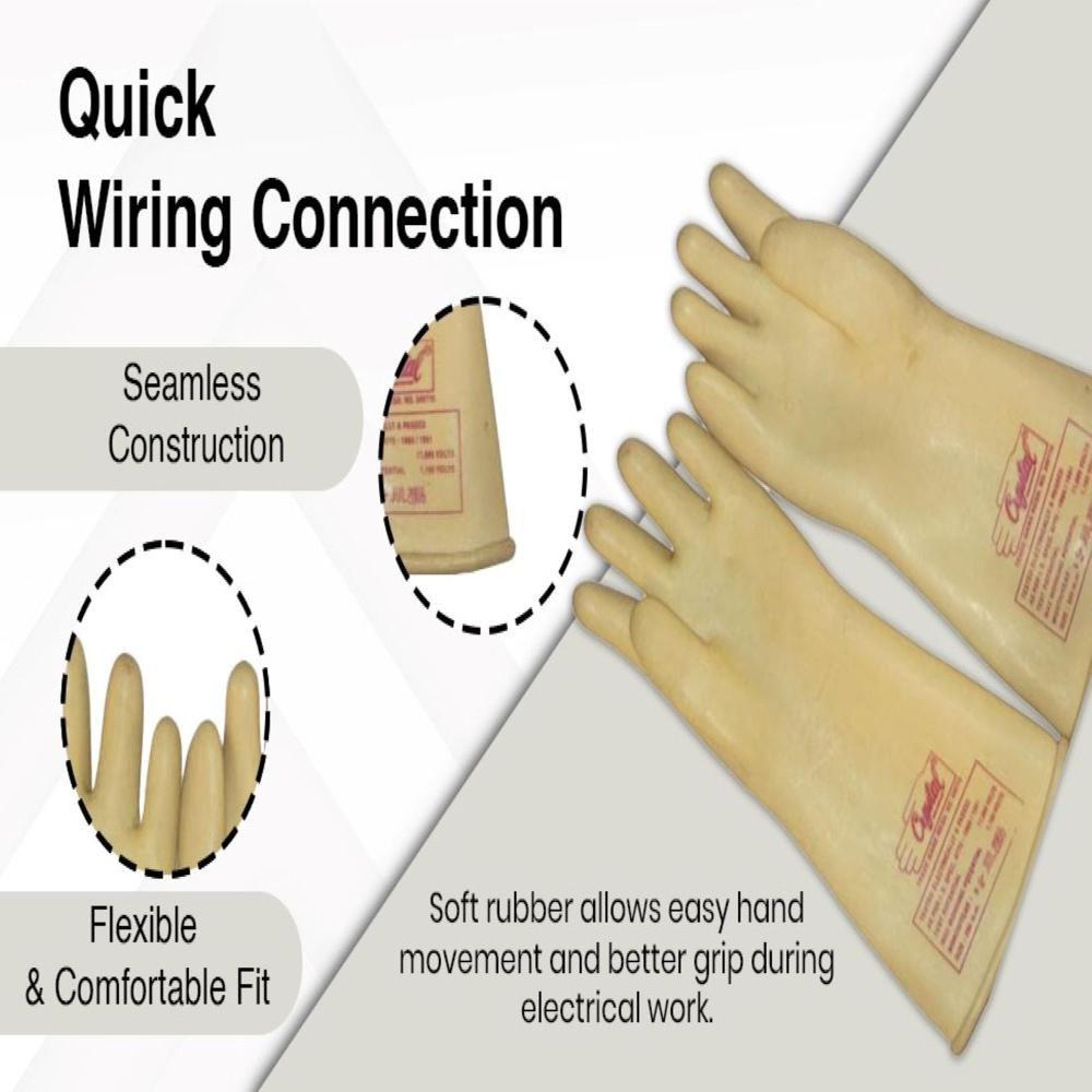 Crystal Make Electrical Gloves Class 1 - Color: White Shades.