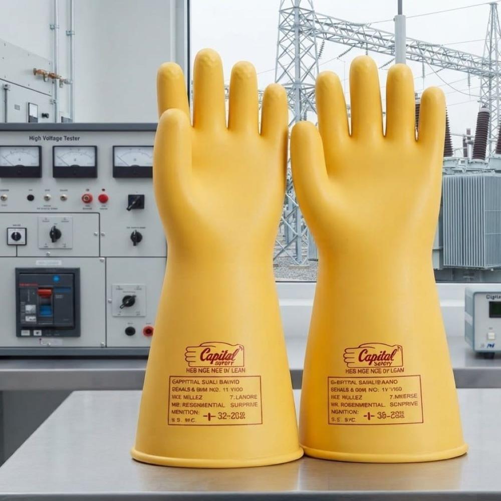 Crystal Make Electrical Gloves Class 1 - Color: White Shades.