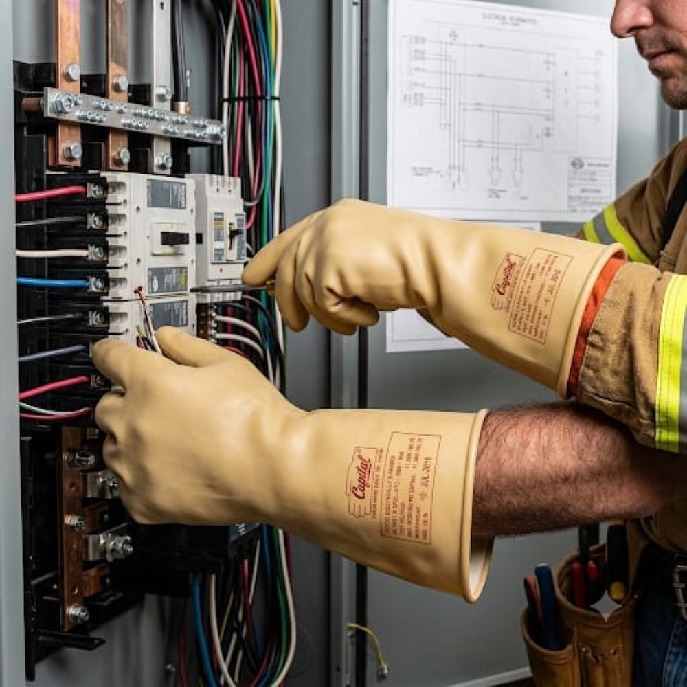 Crystal Make Electrical Gloves Class 3 - Color: Creem