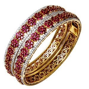 Designer Bangle With Ruby Gemstone Bangle Jewelry Gender: Women