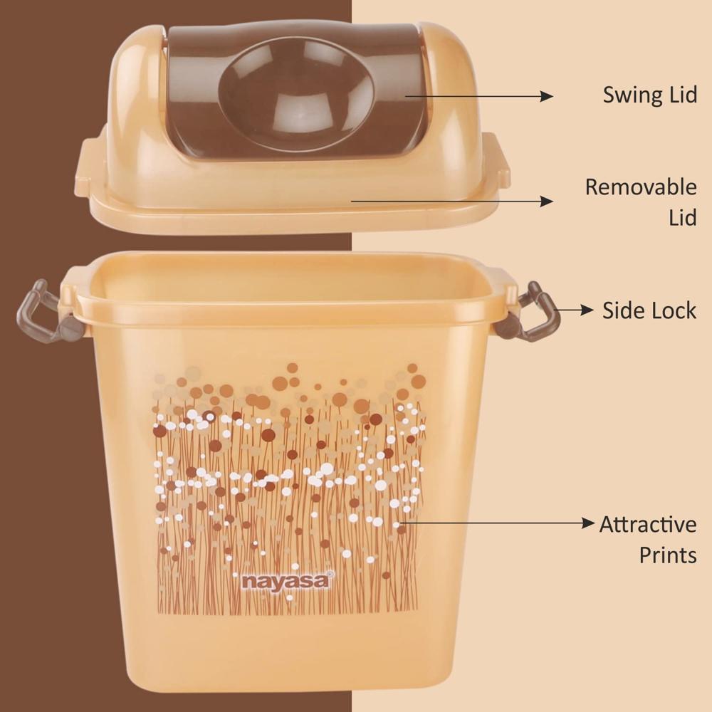 Nayasa Rectangular Dustbin 13.5 Ltrs - Application: Home/ Kitchen/ Office