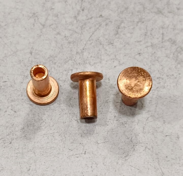 Copper Flat Head Semi Hollow Rivet