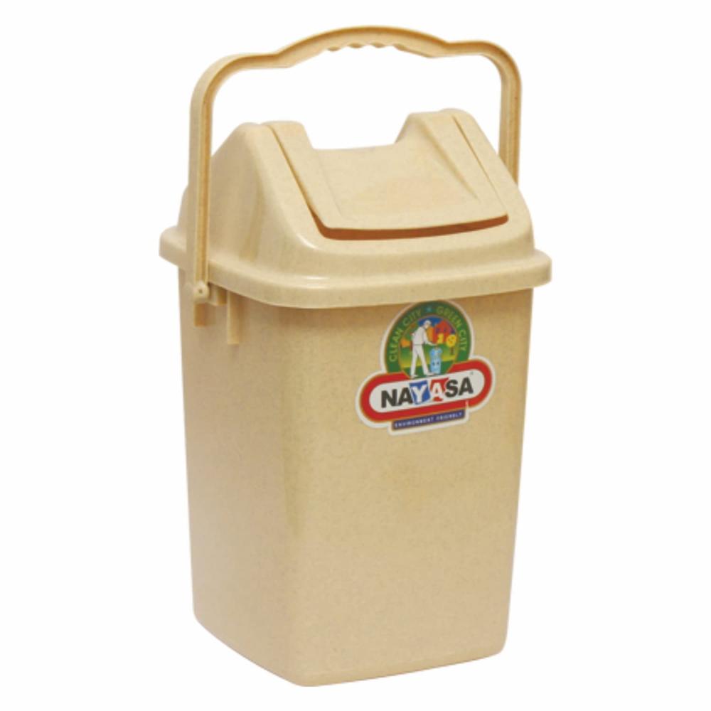 Nayasa Plastic Swing Dustbin Plain 8 Ltrs - Color: Cream