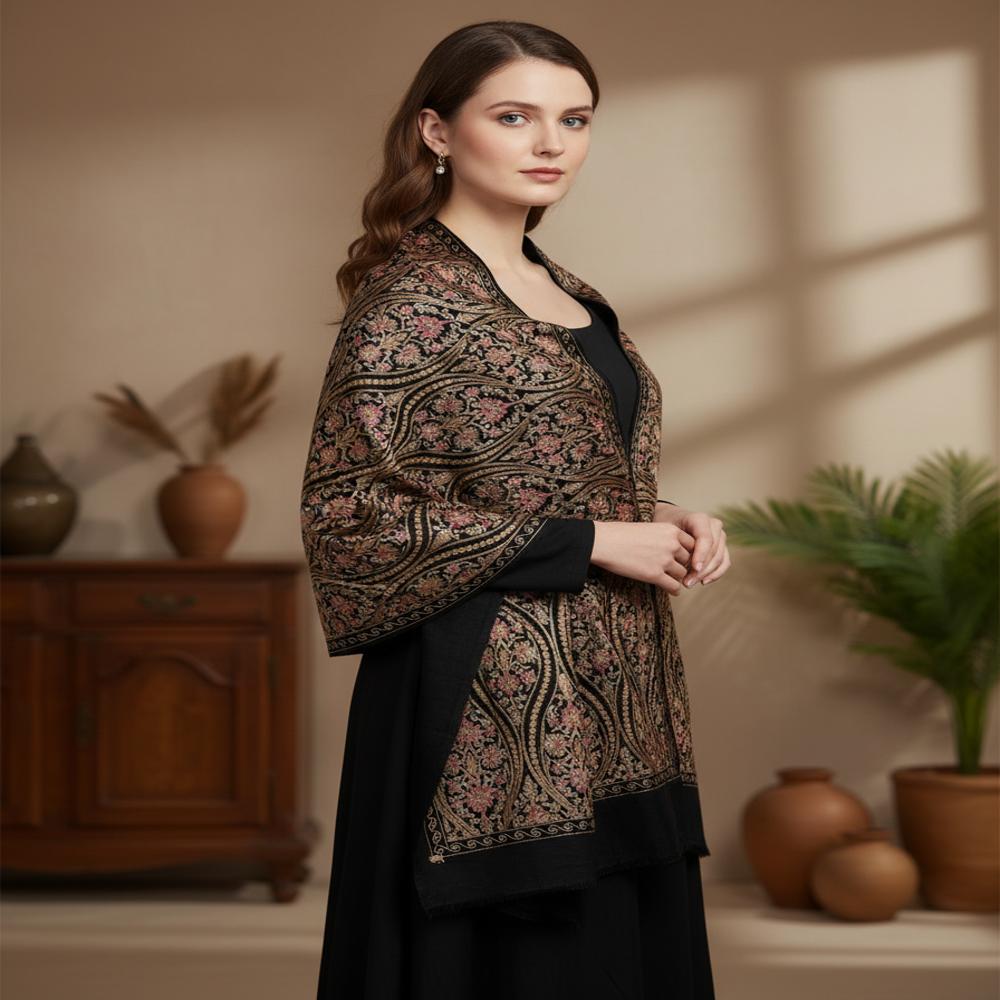 Pure wool fine embroidery All over Stoles