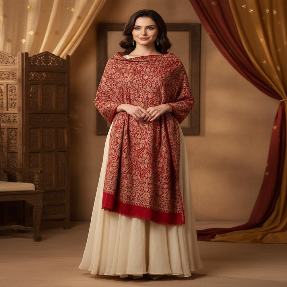 Pure wool fine embroidery All over Stoles