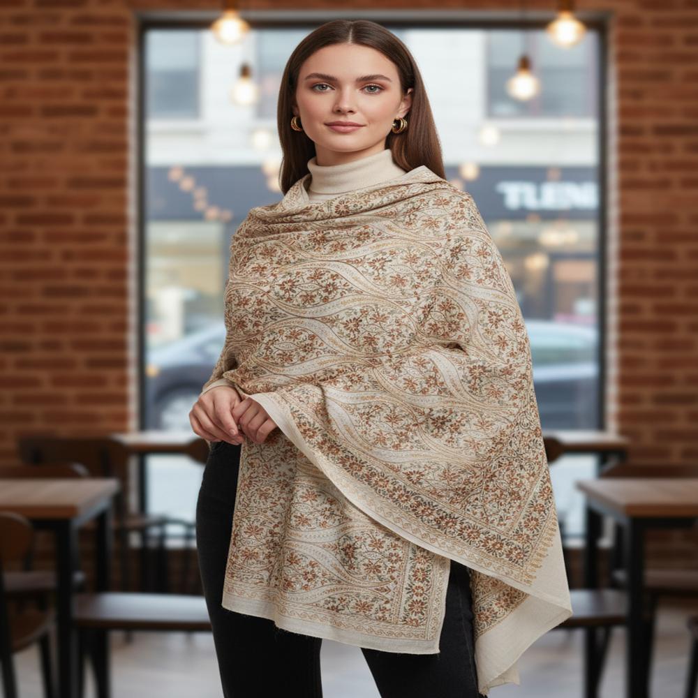 Pure wool fine embroidery All over Stoles