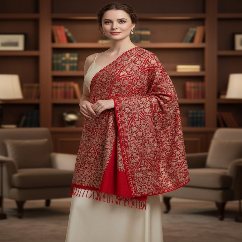 Pure wool fine embroidery All over Stoles