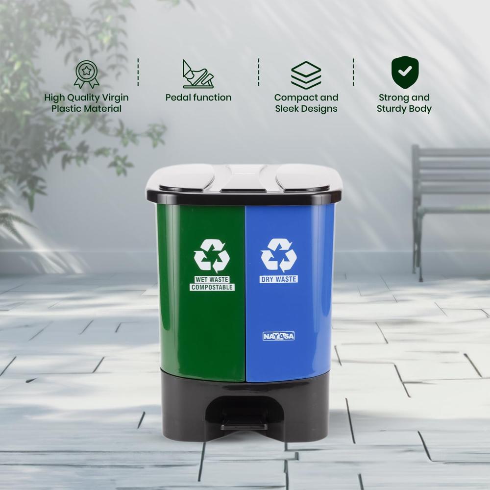 Nayasa 2-in-1 Pedal Dustbin Small 19 Ltrs
