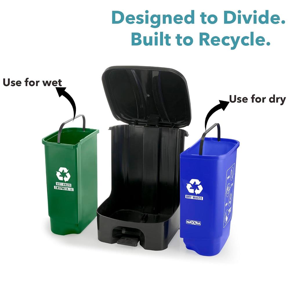 Nayasa 2-in-1 Pedal Dustbin Small 19 Ltrs