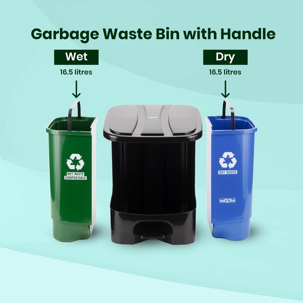 Nayasa 2-in-1 Pedal Dustbin Big 33 Ltrs