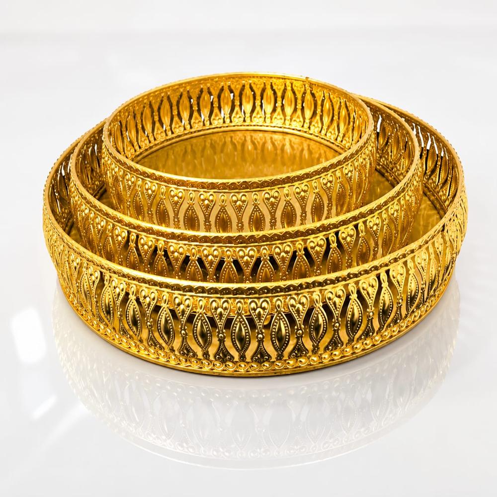 Luxury Gold Plated Decorative Tray Set Of 3 - Application: Home