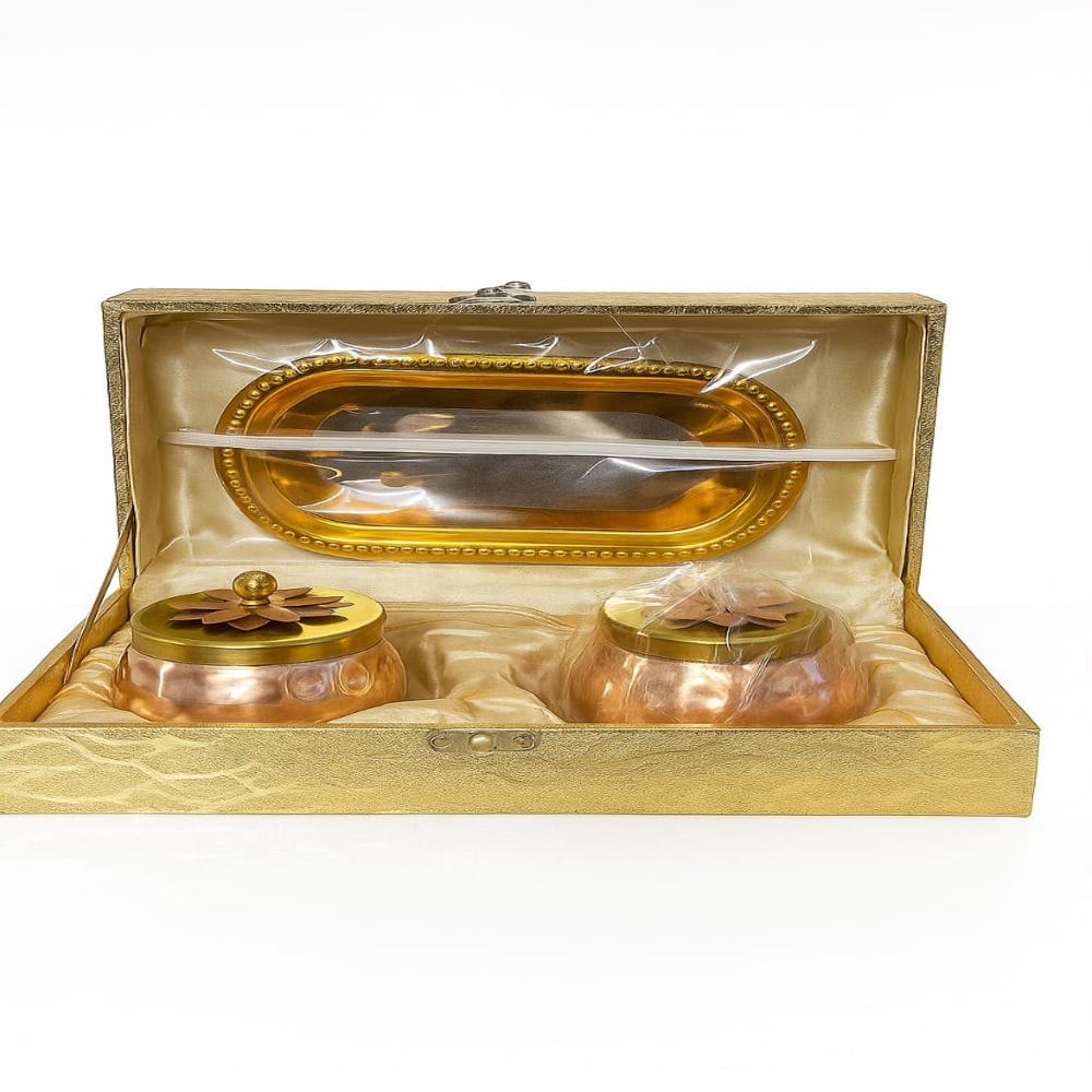 Luxury Copper Dry Fruit Jar Gift Set With Serving Tray - Application: Home D Cor