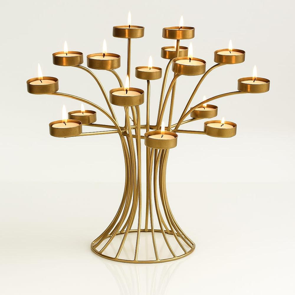 Luxury Gold Metal Tree Tealight Candle Holder For Home Decor & Table Centerpiece - Coating Type: Lacquer
