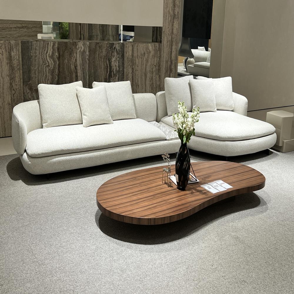 Light Luxury Curve Boucle Sofa, Designer Organic Shaped Fabric Sofa for Contemporary Home