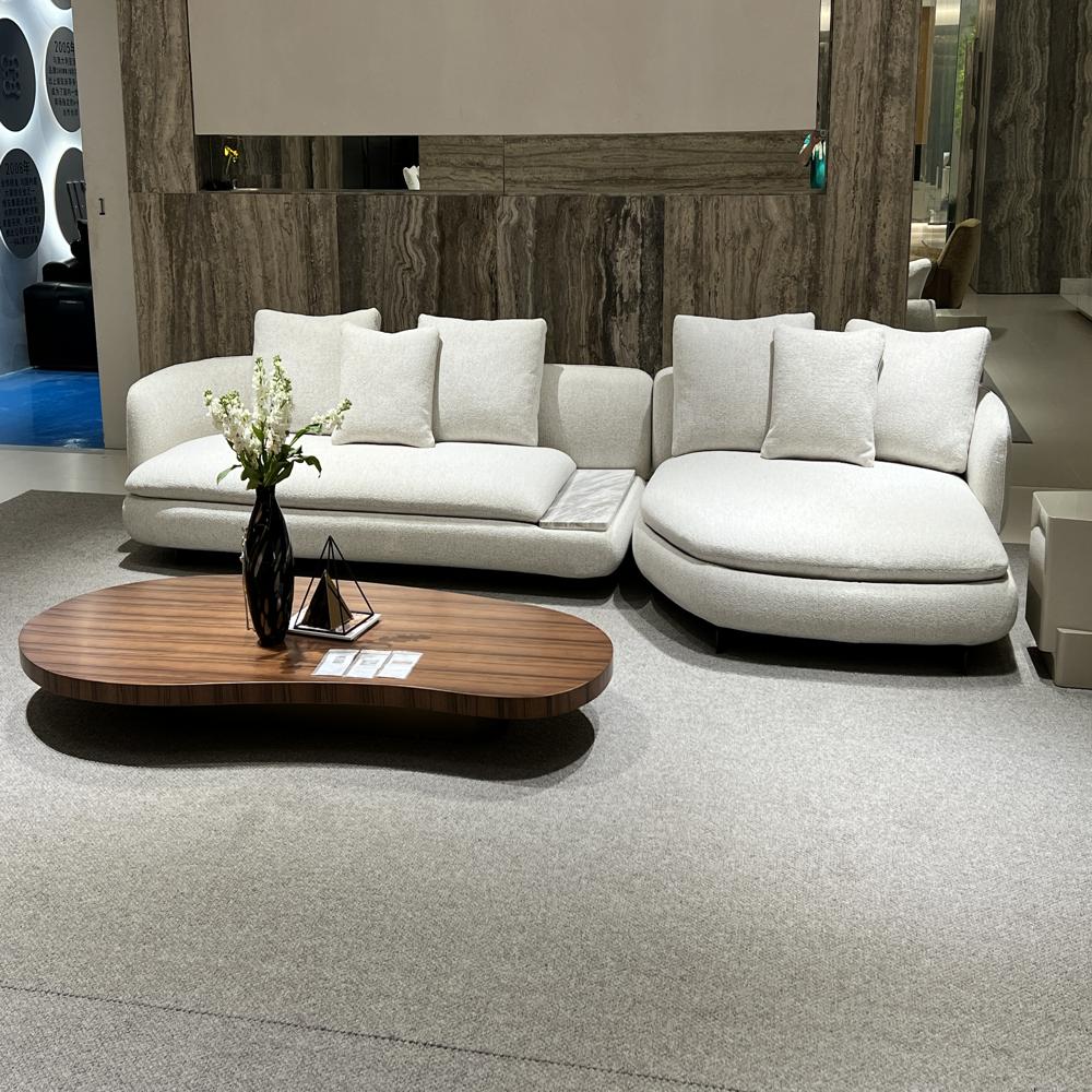 Light Luxury Curve Boucle Sofa, Designer Organic Shaped Fabric Sofa for Contemporary Home