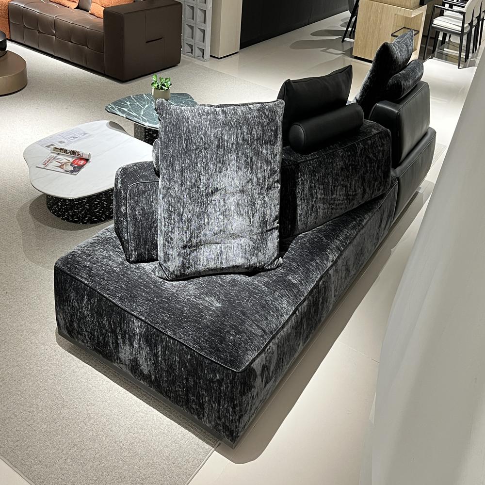 Premium Chenille Velvet & Leather Patchwork Modular Sofa, Customizable Square Leisure Couch for Italian Luxury Large Apartment