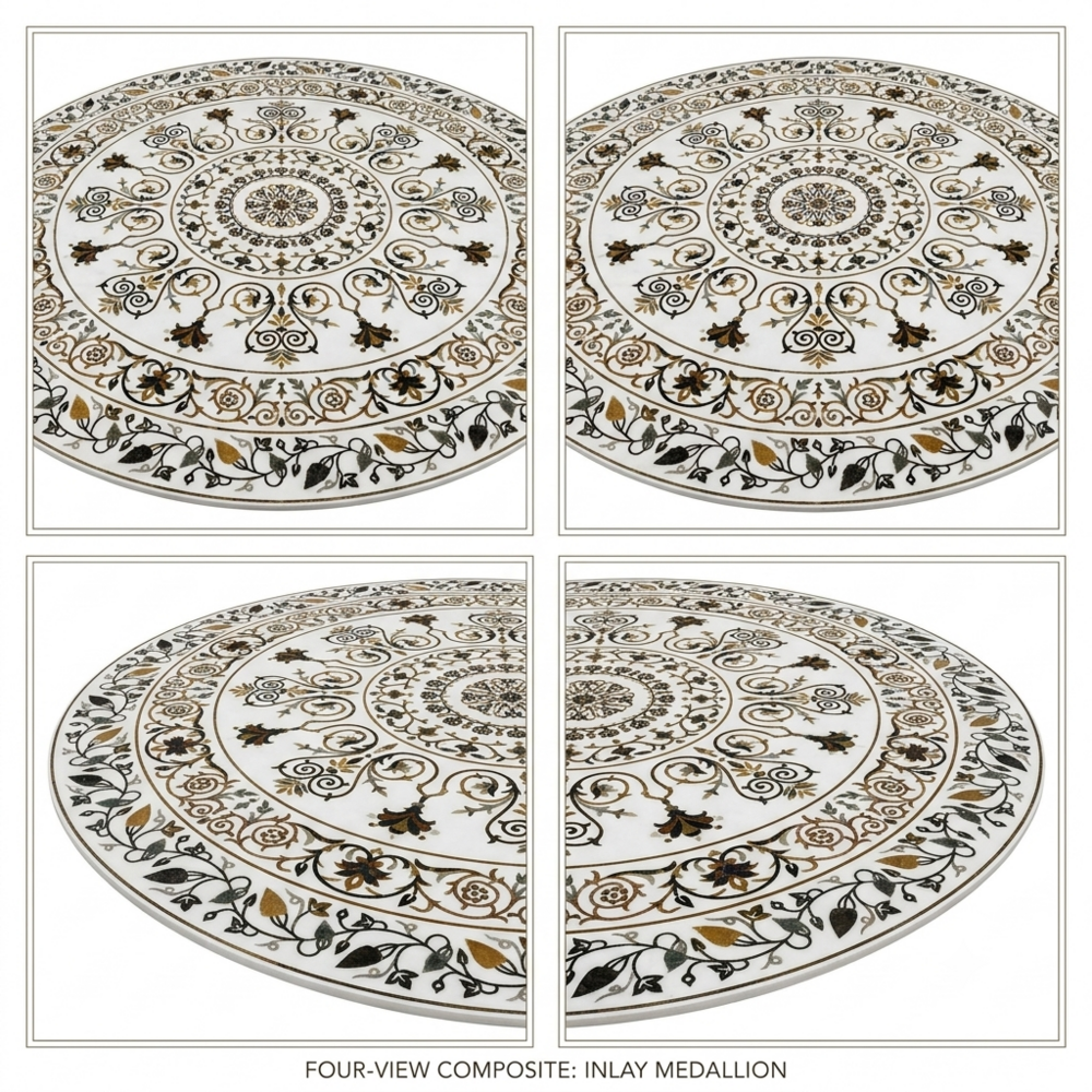White Polished Marble Inlay Flooring