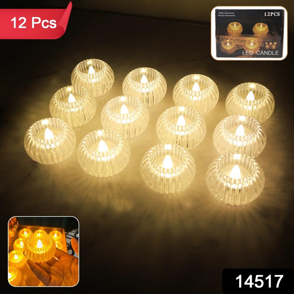 Set Of 12 Led Crystal-Effect Flameless Smokeless Decorative Candles - Application: As Per Product Requirement