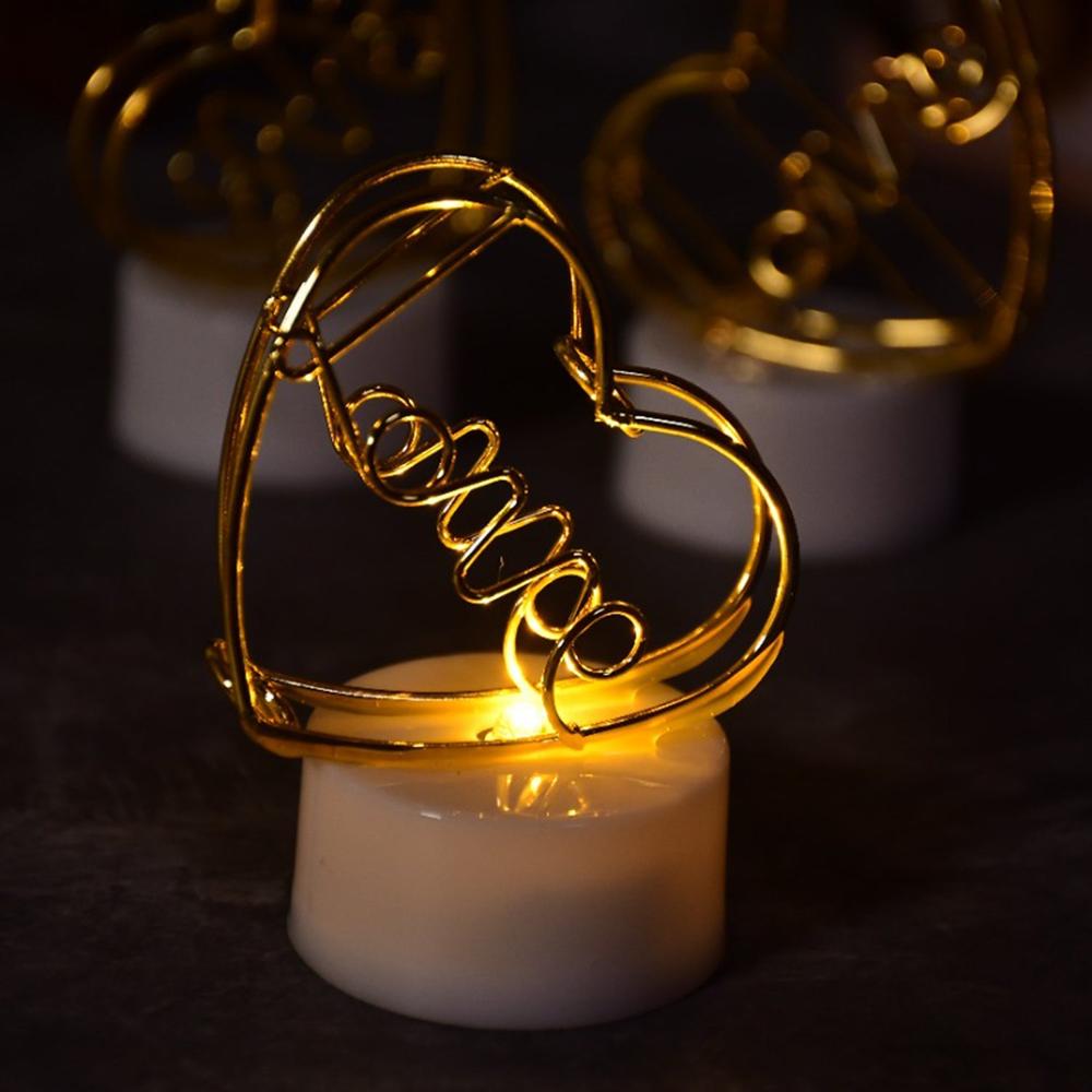 Set of 12 Multicolor Flameless Heart Candles for Decoration, Diwali