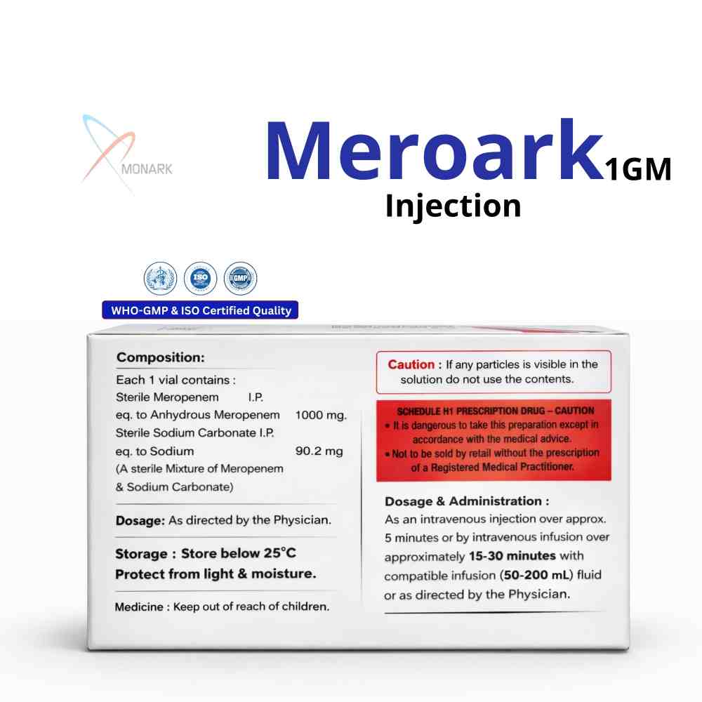 Meropenem-1000mg Injection - Brand Name: Meroark-1