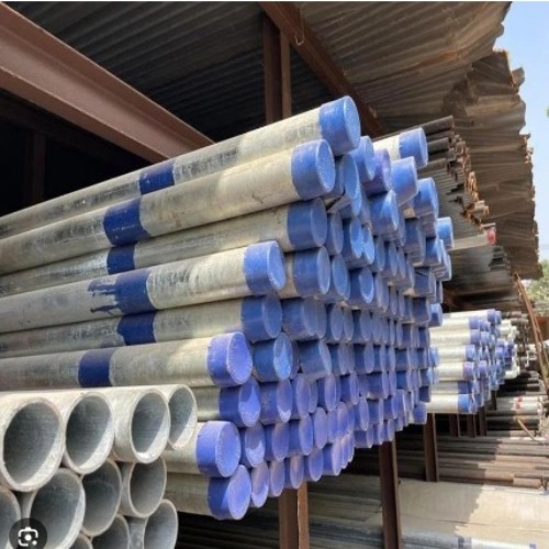 Galvanized Iron Round Pipe - 6 Meters Long , Durable Silver Finish For Industrial And Commercial Use