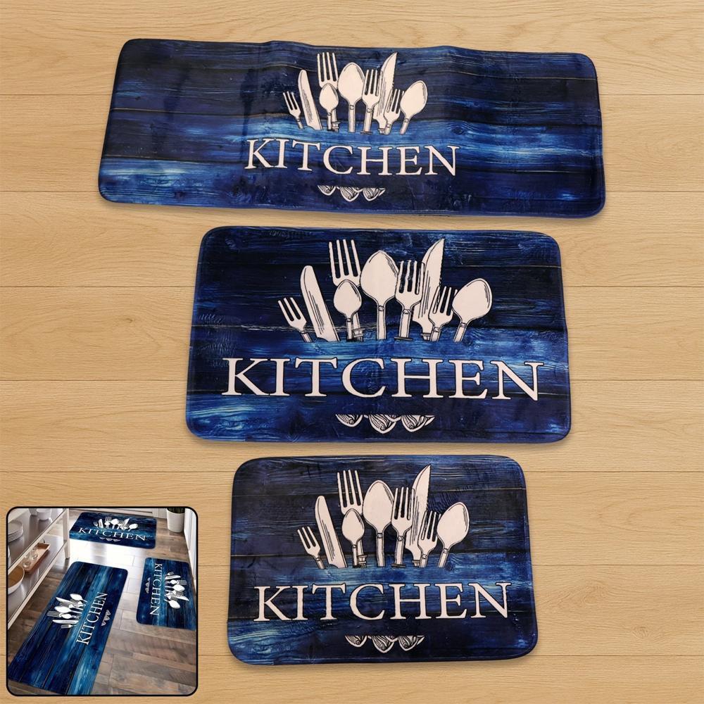 Kitchen Floor Mat Non-Slip Printed Runner Rugs (3 Pc) - Application: As Per Product Requirement
