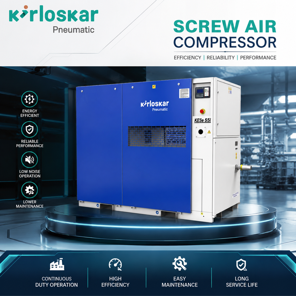 Screw Air Compressor - Cast Iron Block, 15 Hp, 65 Cfm, 8 Bar | Silent 68 Db, Ip54 Motor, Digital Display