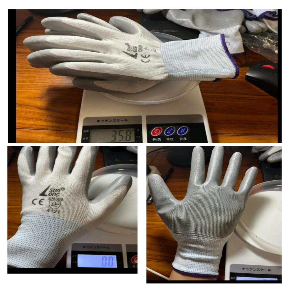 Sunlong Nitrile Latex Coated Gloves - Color: White Grey
