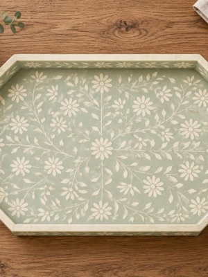 Handcrafted Bone Inlay Serving Tray