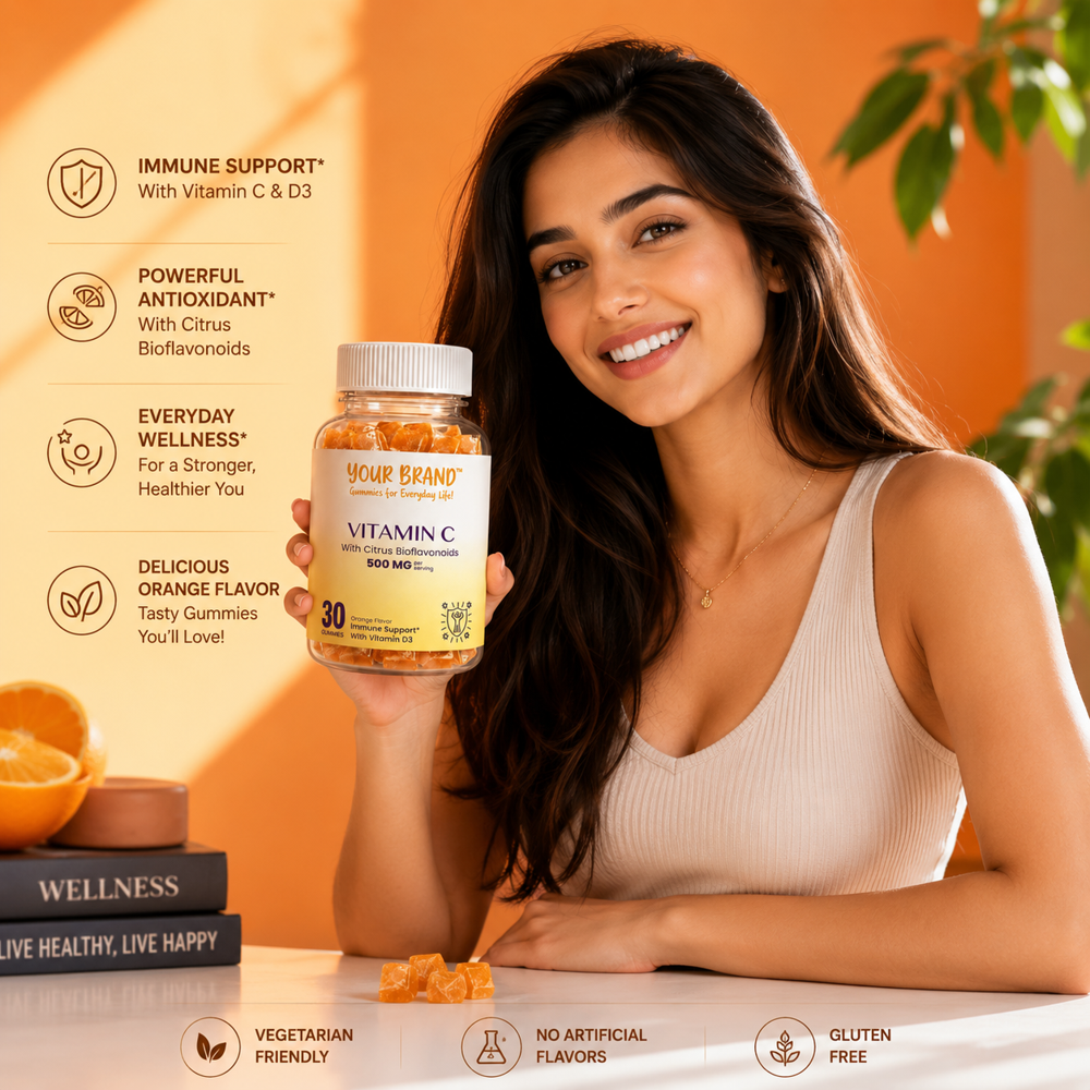 Vitamin C Orange Flavor Gummies for Immunity Support